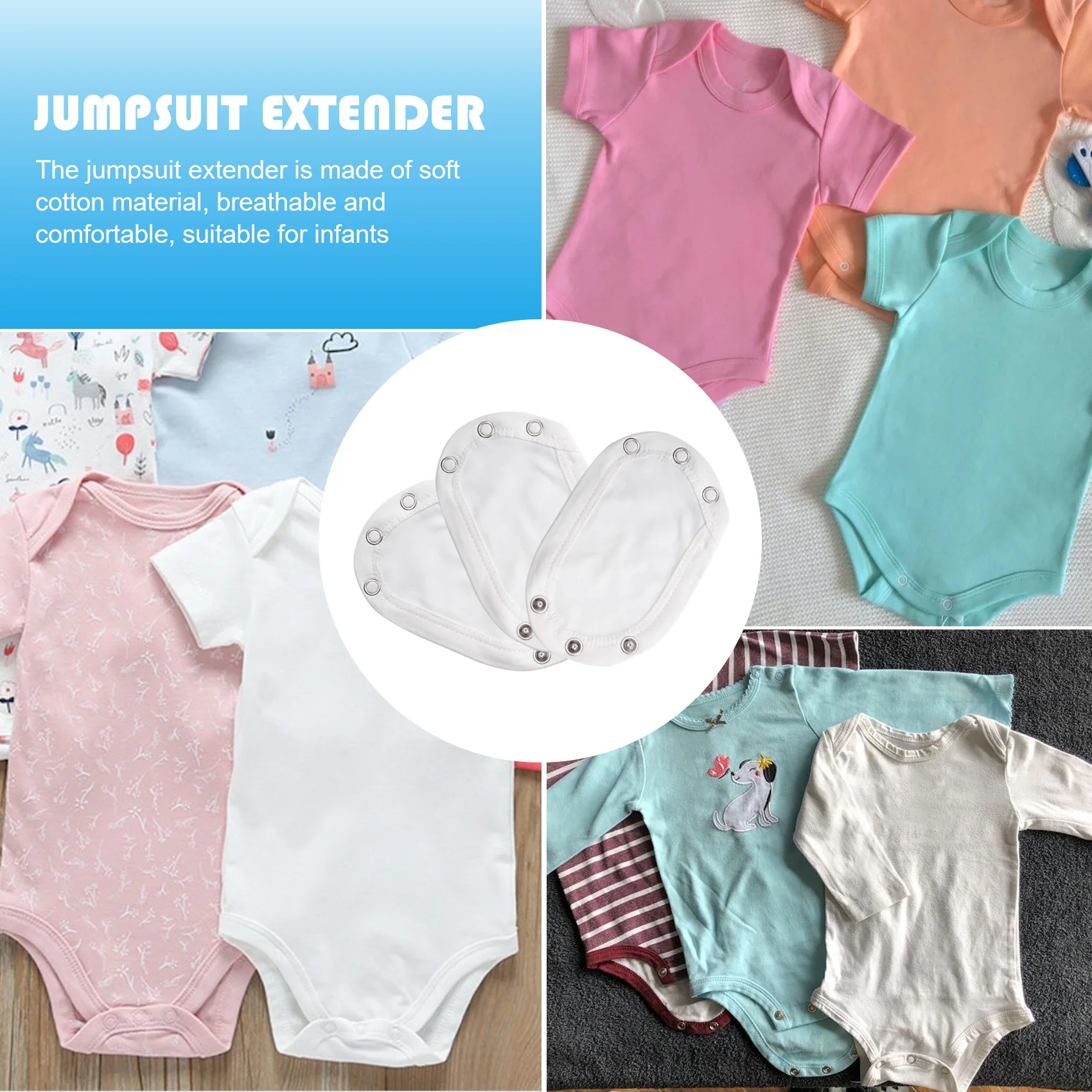 Fine! 5Pcs Unisex Baby Kids Romper Partner Super Utility Bodysuit Jumpsuit Diaper Romper Lengthen Extend Film(White)