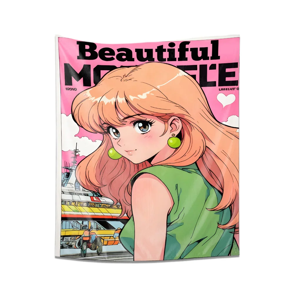 "Anime Style Exquisite Hanging Cloth - Fashionable and Unique Wall Decoration Tapestry"