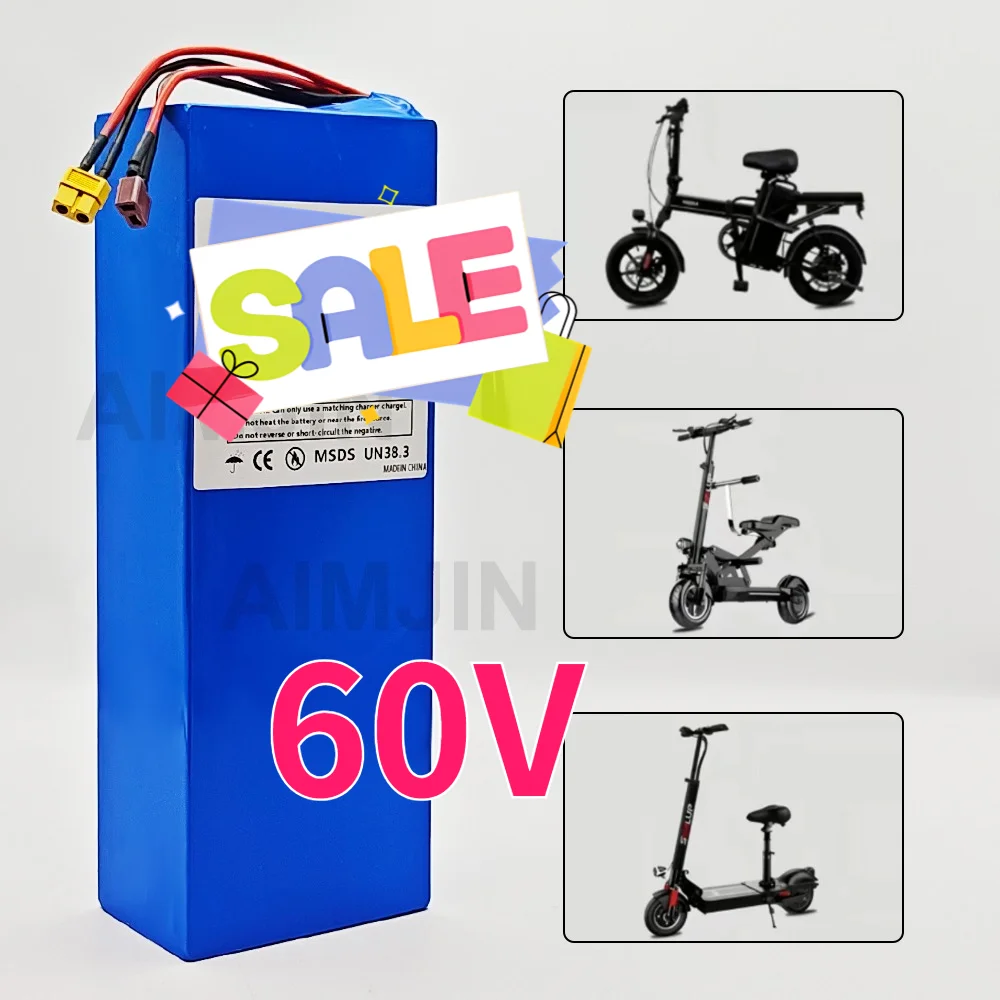 60V 20AH 16S5P Battery Pack for 1000W 1200W 1500W Motor -  Lithium for Motorcycle Scooter Bicycle with BMS