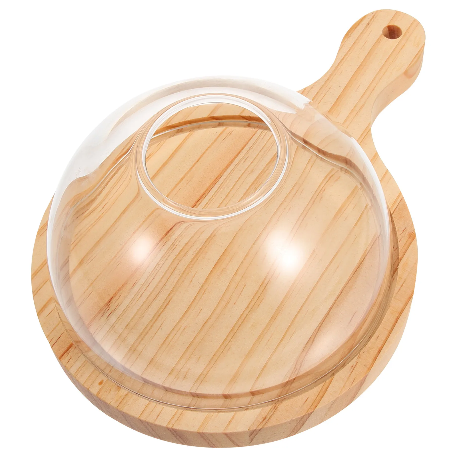 

Molecular Cuisine Smoke Hood Glass Lid Dome Cover With Wooden Food Plate Smoke Infuser Cake Steak Cover Kitchen Food Dish