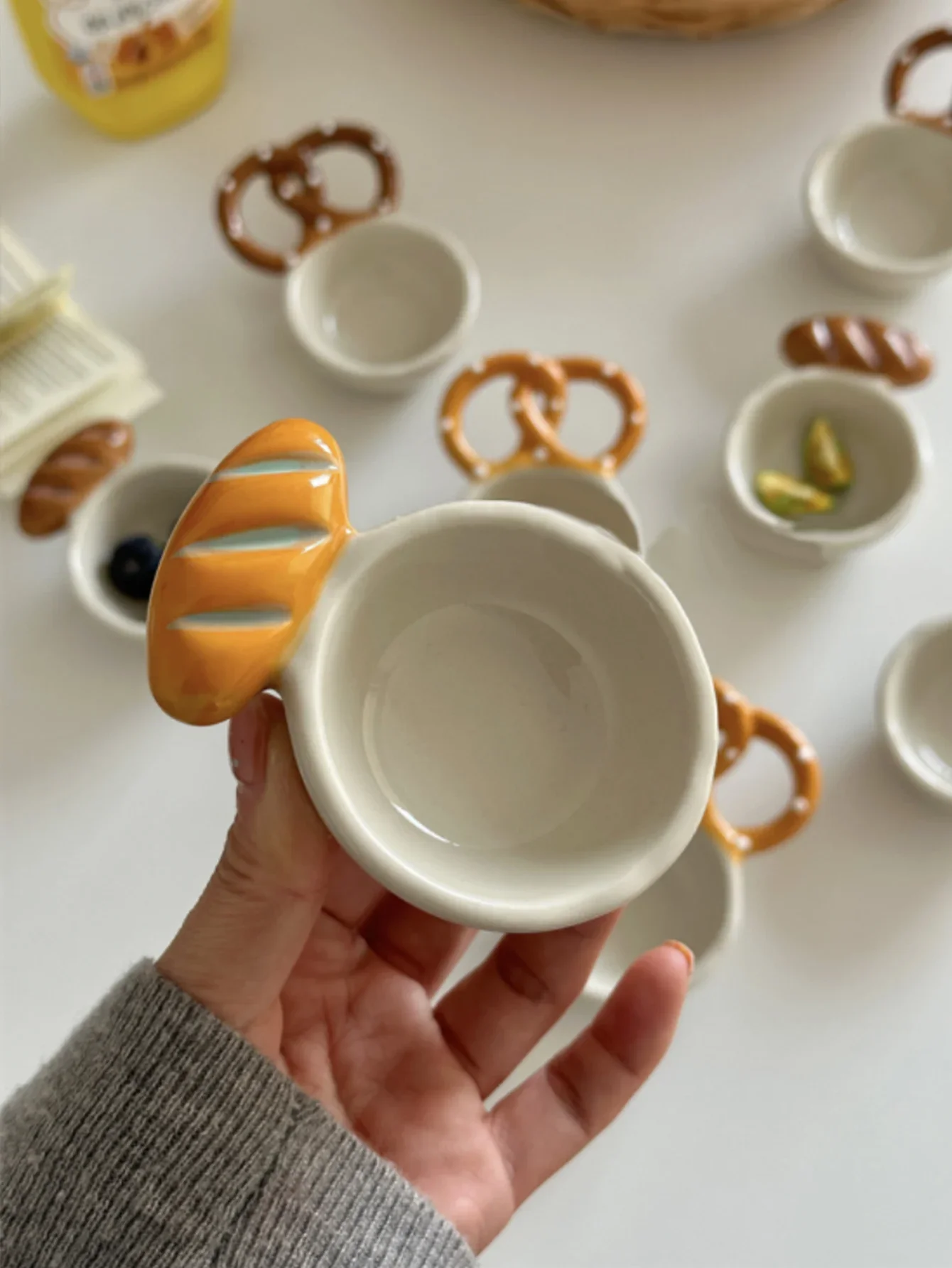 Platos de cerámica de restaurante con temática creativa, cucharas de café en grano, palitos franceses, platos envueltos, platos salados y alcalinos
