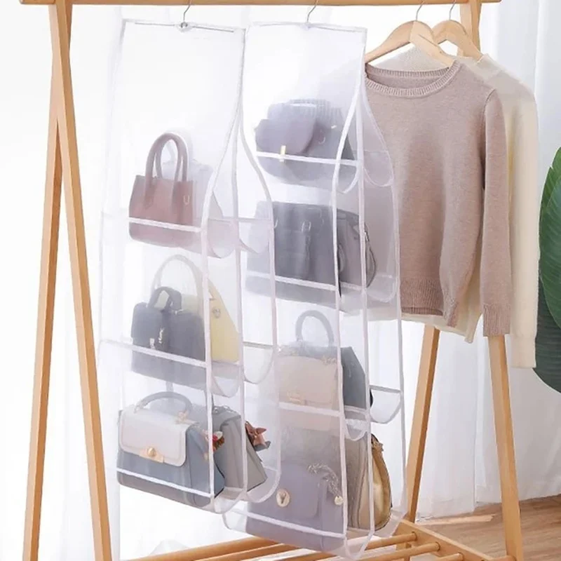 Hanging Handbag Organizer Wardrobe Closet Transparent Storage Bag Door Wall Clear Sundry Shoe Bag Hanger Pouch Accessories Stuff