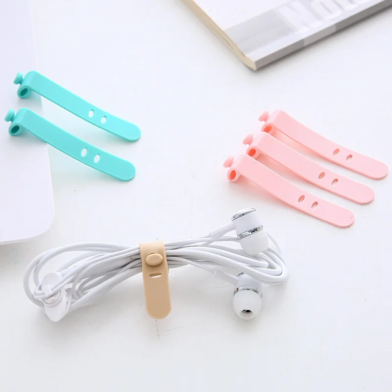 4Pcs/Lot Solid Color Silicone Cable Organizer Clip Charger Cord Management Mouse Earphone Wire Manger Data Line Winder Straps