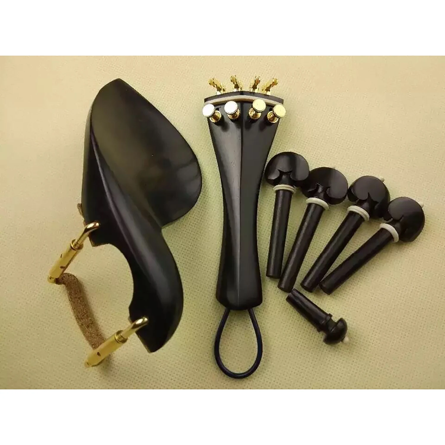 Full Size Violin Parts and Accessories, Peg chin rest, Tailpiece, Turning Pegs, Endpin, A Set of Full Size, AAA Level