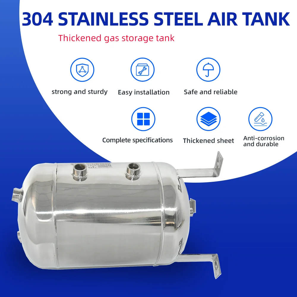10L 304 Stainless Steel Small Vertical Air Compression Tank Air Storage