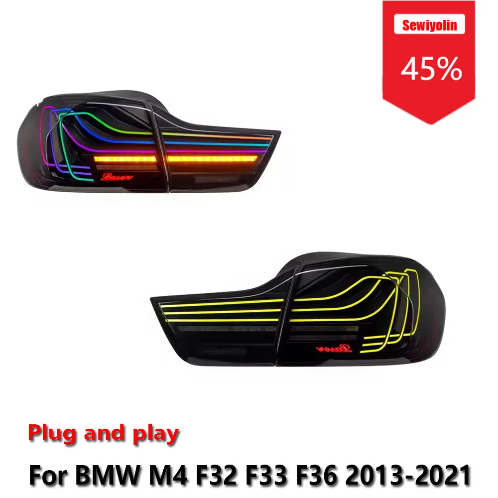 

Sewiyolin Автомобильные светодиодные задние фонари в сборе для BMW M4 F32 F33 F36 2013-2021 RGB Противотуманные DRL Тормозной указатель поворота Plug and Play