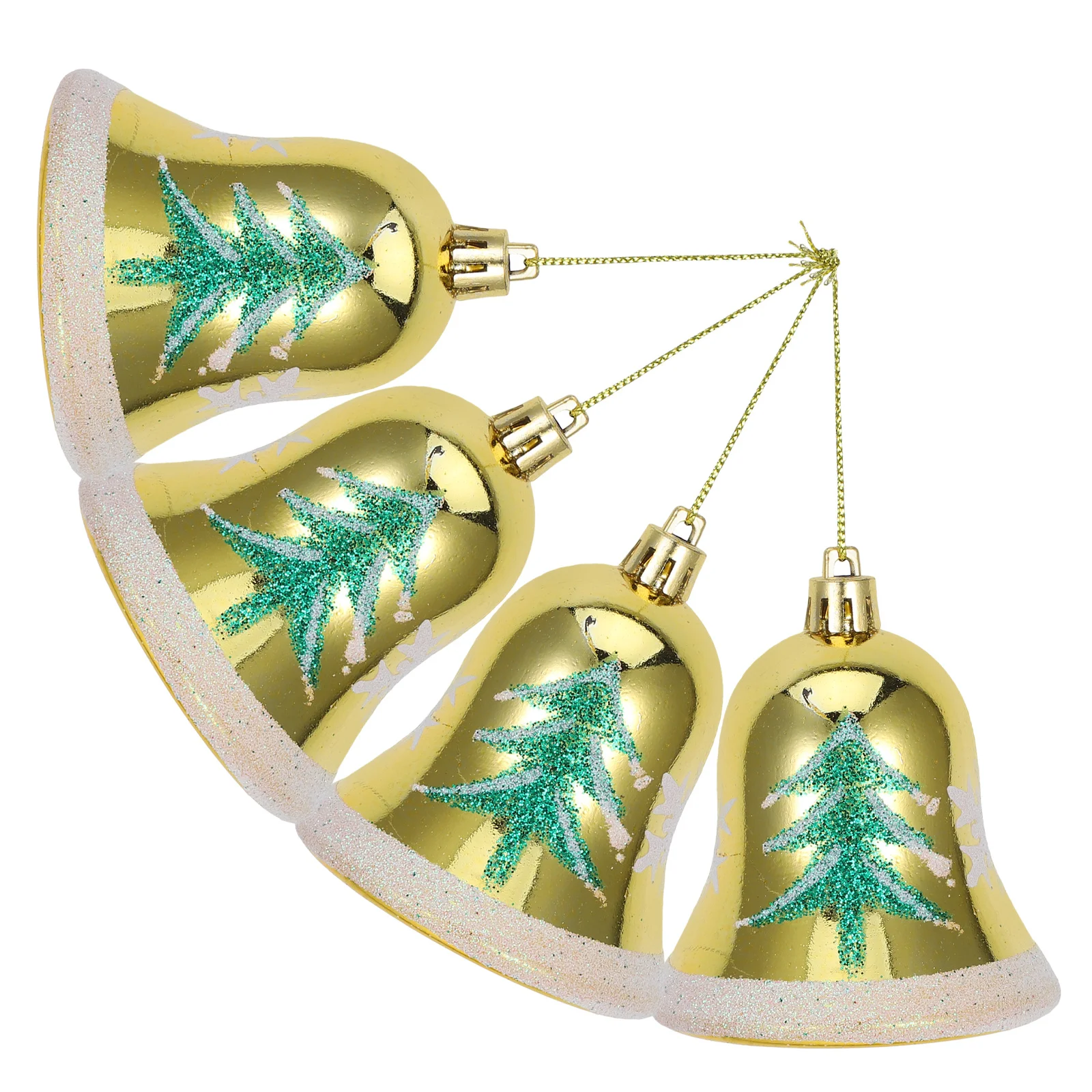

4Pcs Christmas Tree Hanging Decors Bells Pendant Xmas Theme Ornament Set for Holiday Home Party Decoration Gift