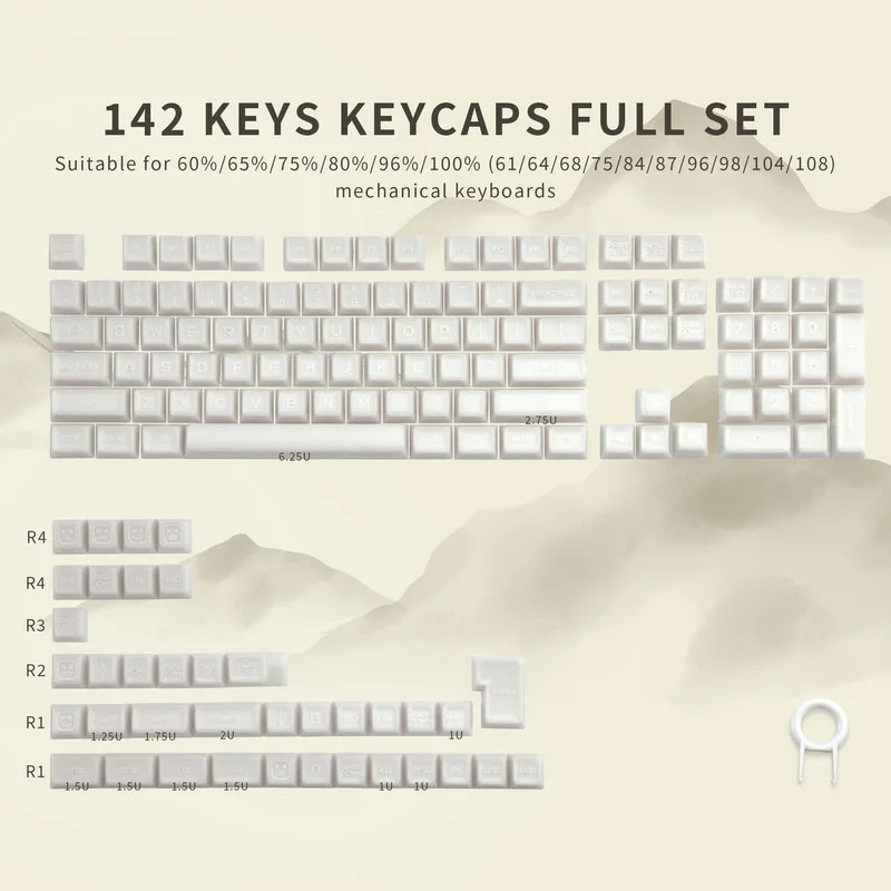 Xvx Mechanical Keyboard Keycap Pbt Rgb Transparent Sa Height 142 Key Adapter 68 75 87 104 108 Keys Small Set White Jade Keycaps