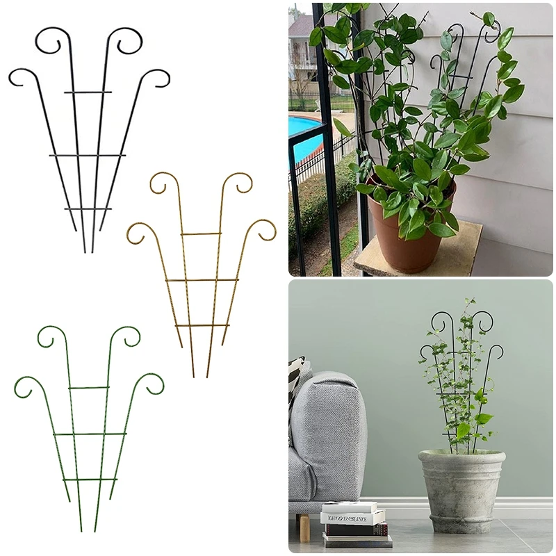 Matal Plant Climbing Trellis Plant Support Stands Indoor Rose Vine Stakes Garden Potted Iron Fixed Rod Rack Cages Accessories