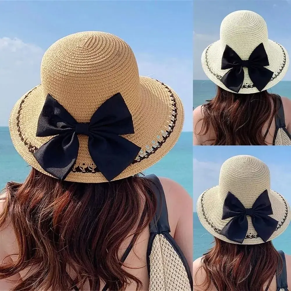 novo-bone-de-palha-com-laco-e-fitas-protecao-uv-chapeu-de-sol-aba-larga-chapeu-de-praia-feminino