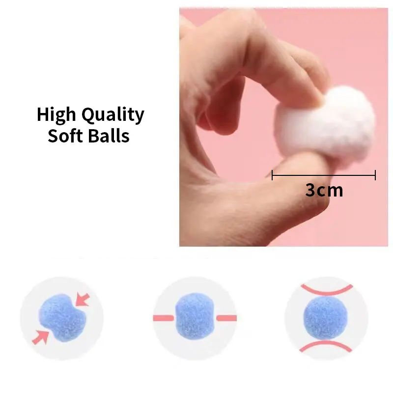 Cat Toys Interactive Launch Training Cat Toys Cat Supplies Creative Mini Pompoms Games Stretch Plush Ball Toys Pet Accessories