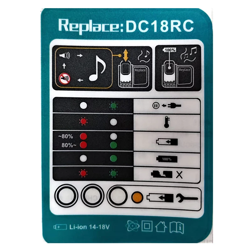 Power Tool Accessories Parts DC18RC For Makita 14.4V 18V Lithium Ion Battery Charger Label Sticker Connector Plug Socket BL1830
