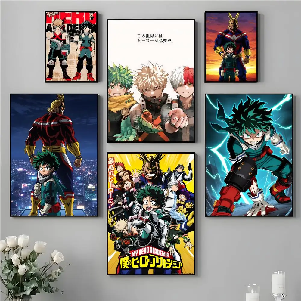 Póster de Anime M-My Hero A-Academia, pegatinas de póster de alta definición, regalos ideales para salas de estar y pasillos