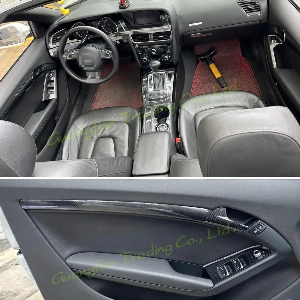 For Audi A5 B9 2008-2016 Interior Central Control Panel Door Handle Carbon Fiber Stickers Decals Car styling Accessorie