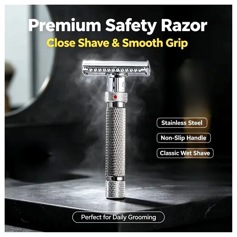 YAQI The Final Cut Adjustable Safety Razor Stainless Steel Chrome And Gunmetal Color Beard Shaver For Men Best Gift for Men