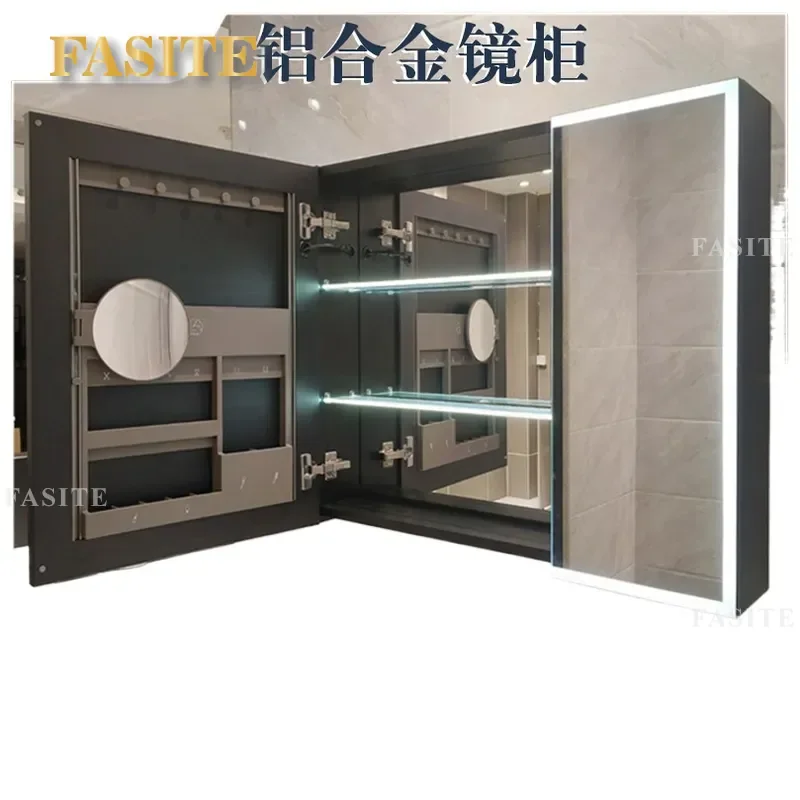For Custom Aluminum Alloy Smart Mirror Cabinet Wall Mounted Bathroom Storage Rack Integrated Design Non Standard Size Top