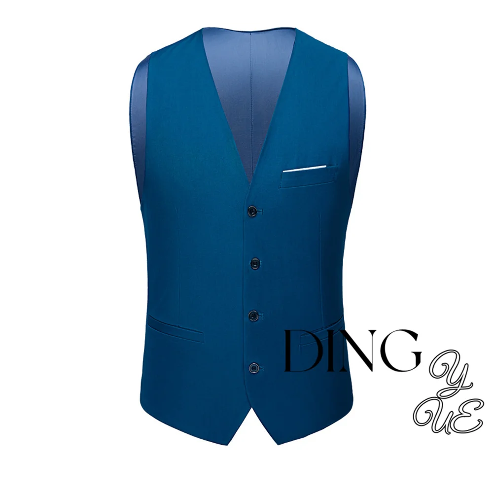 Fashion New Men\'s Casual Boutique Business Solid Color Vest / Male Slim V Neck Waistcoat Wedding Party Men\'s Waistcoat DiBanGu