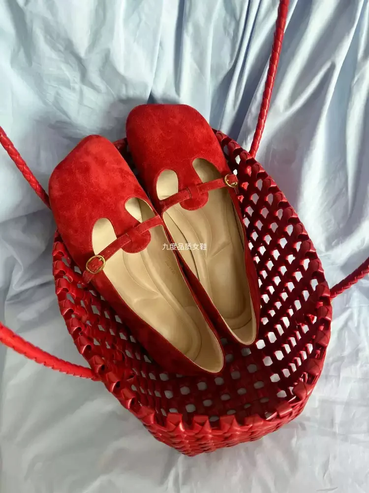 

Women's Suede Square Toe Mary Jane Flats Adjustable Buckle Strap T-Strap Pumps for Retro Daily Office Elegant Festive Fashion