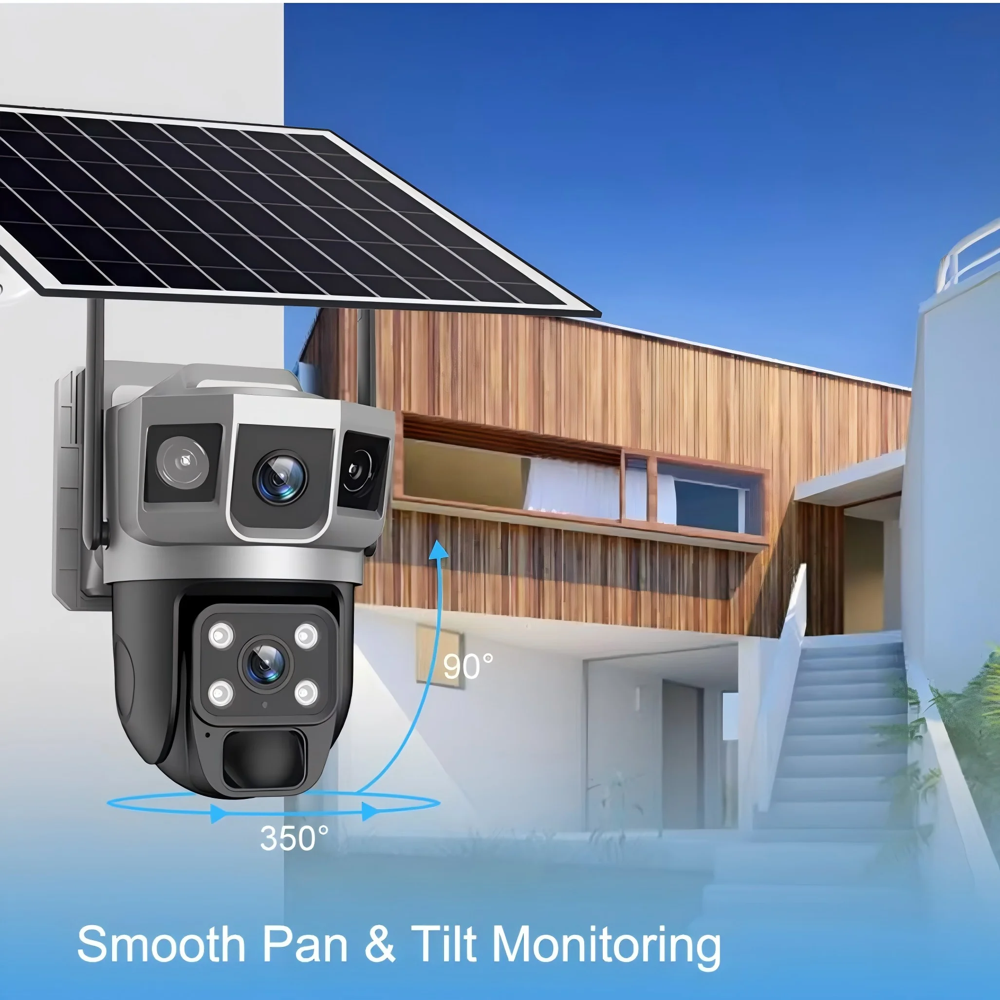 4G Solar Camera  Wireless CCTV HD 12MP 6K Dual Lens Triple PTZ Auto Tracking Security Home Monitor V380 Pro Outdoor Camera