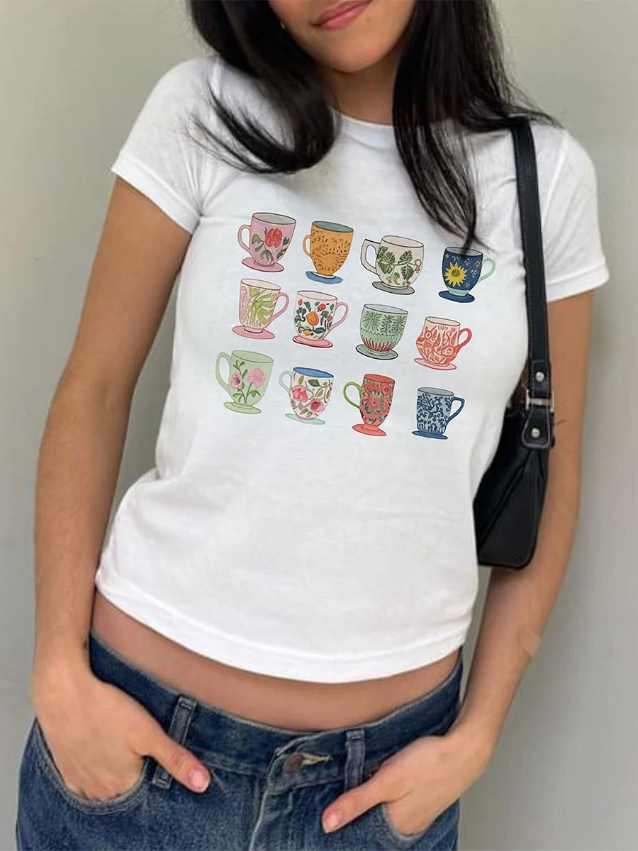 Vrouwen T-Shirt Ronde Hals Korte Mouw Grafische Print Zomer Tops Streetwear Voor Casual Dagelijks