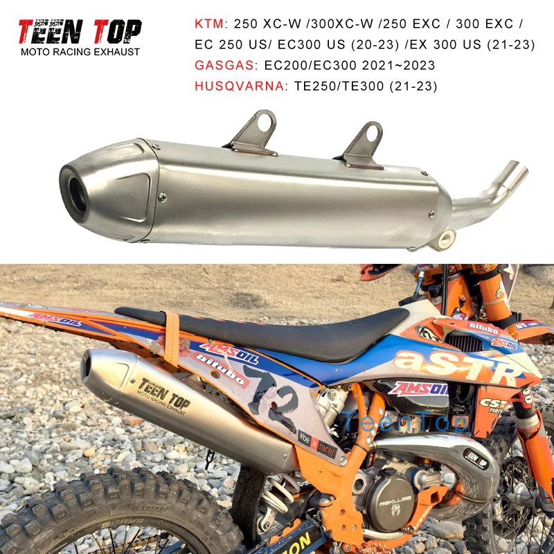 Motorcycle Offroad Bike Exhaust For KTM 250 XC-W 300XC-W For Husqvarna TE250/TE300 For GasGas EC200/EC300 Slip-on Exhaust 20-23