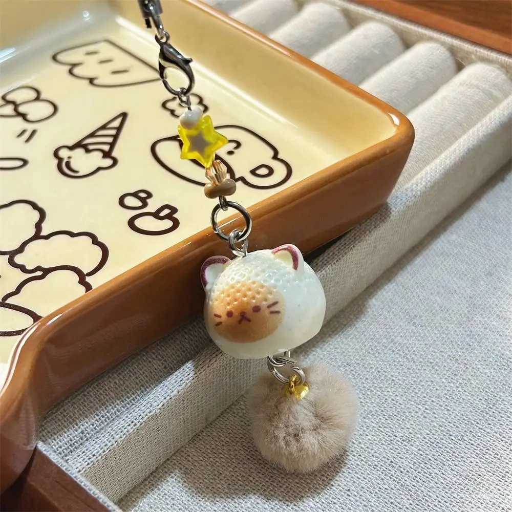 

Kawaii Cartoon Kitten Phone Charm Lanyard DIY Accessories Bag Decorative Pendant Resin Beige Kakhi Cat Keychain Pendant Couple