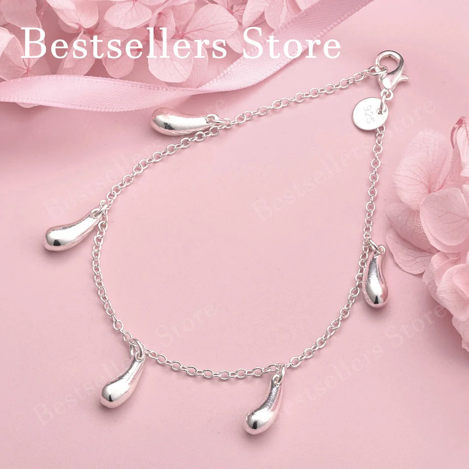 

925 sterling silver 8-inch exquisite water droplet bracelet, fashionable women's wedding accessories, party jewelry gifts