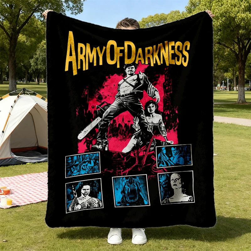 Army of Darkness Flannel Blanket, Ash Williams Vintage Graphic Flannel Throw