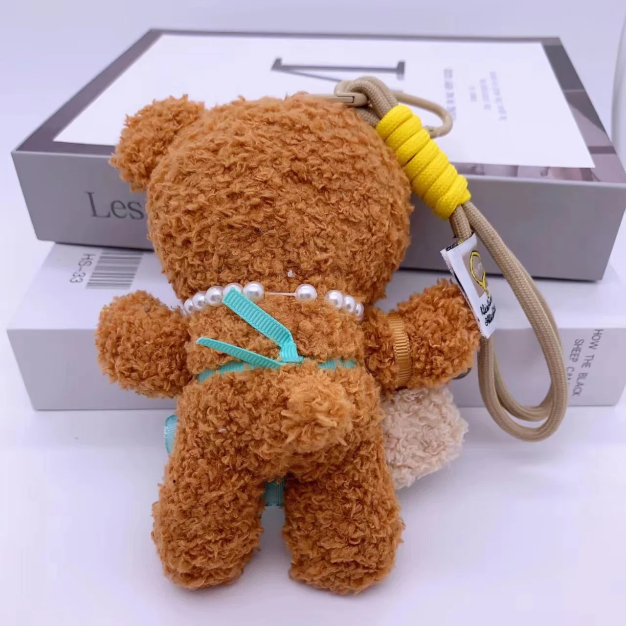 15cm Plush Butter Bear Toy Keychain Cute Animals Doll Keyring Apron Bear Pendant Car Key Accessories Girl Women Bag Hanging Gift