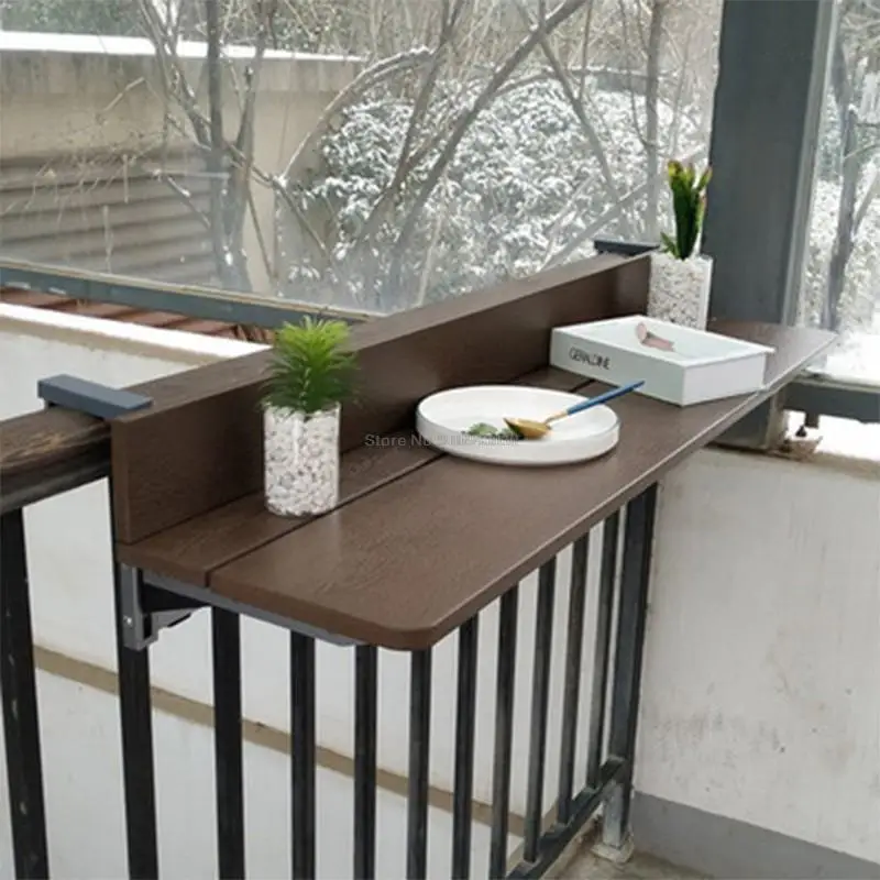 Foldable Home Balcony Railing Bar Outdoor Lift Computer Table Dining Table Coffee Table Anti-Corrosion and Easy to Clean