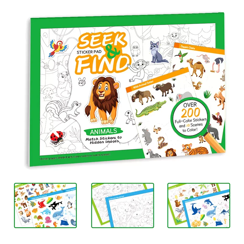 Sticker Book For Children Aged 3-6 Years Old, Early Childhood Education, Fun DIY, Search And Find Animal Sticker Book