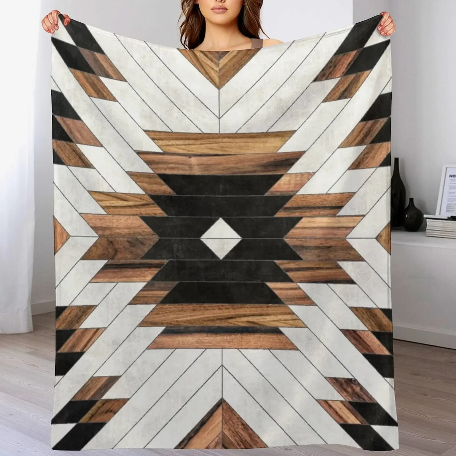 

Urban Tribal Pattern No.5 - Aztec - Concrete and Wood Throw Blanket Stuffeds Shaggy bed plaid halloween Blankets
