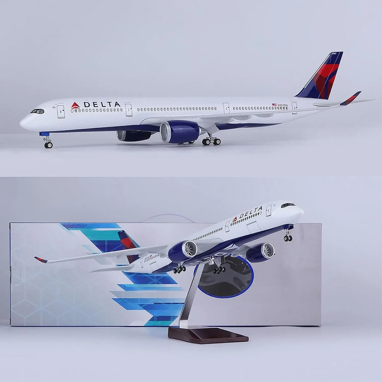 

1:150 47cm American Delta Air B747 Lines Aircraft Model Civil Aviation Simulation ABS Resin Static Passenger Airplane Ornaments