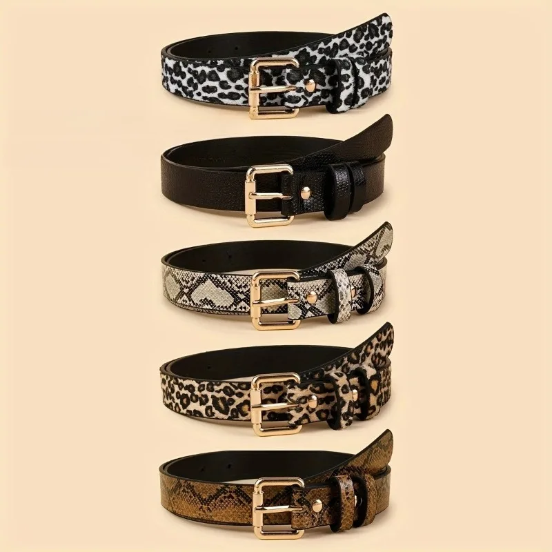 Stylish Minimalist Retro High-End Faux Animal Print Slim Belt – Unique Elegant and Versatile Women’s Leather Belts