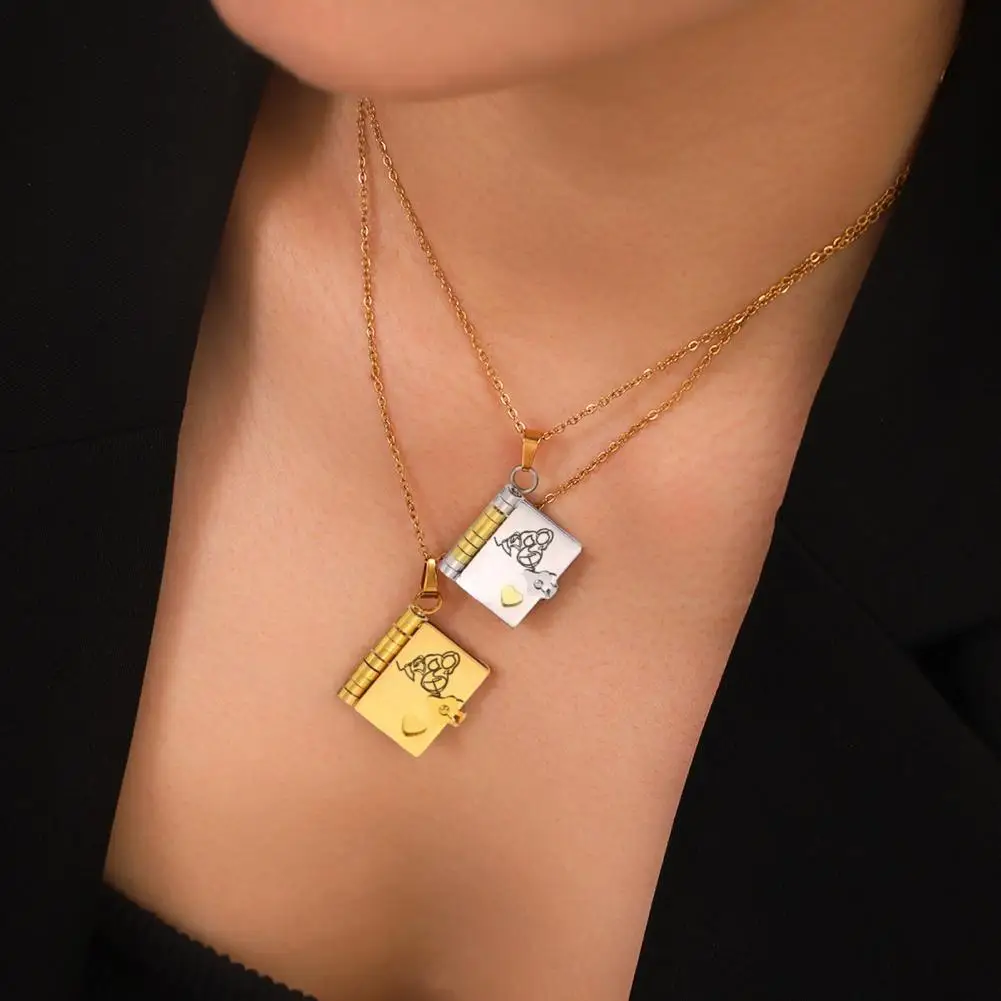 قلادة ساحرة للكتب لحفيدة كتاب قلادة قابلة للفتح مع 6 صفحات قلادة هدية من الجدة للحفيدة #4