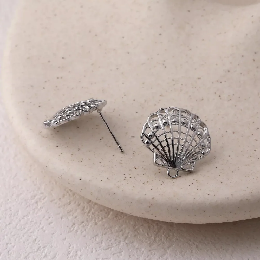 2 قطعة قذيفة داينتي التقوقع الأذن ترصيع لصنع المجوهرات أقراط مكونات DIY بها بنفسك النحاس 14 كيلو مطلية بالذهب اكسسوارات 18*18 مللي متر