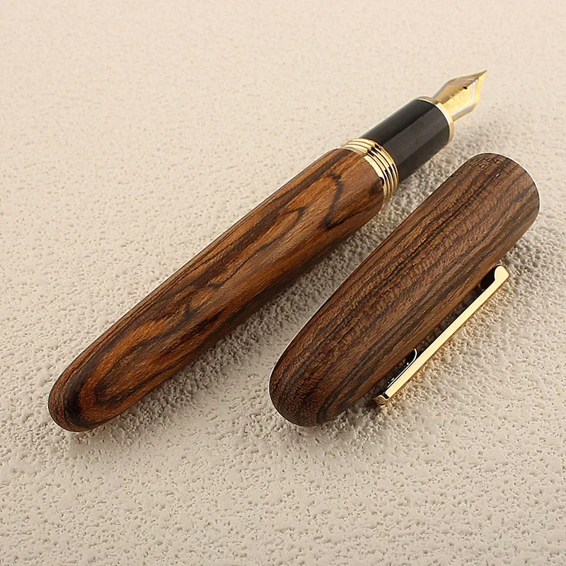 Imagem -06 - Jinhao Madeira Fountain Pen Clássico Dourado m Nib Ebony Walnut Rosewood Escola Estudante Material de Escritório Papelaria Presente 9056