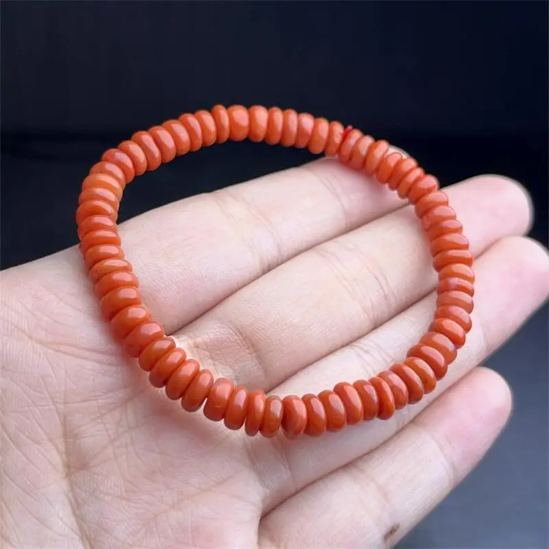 6.8MM Natural Red Agate Bracelet Crystal Reiki Healing Gemstone Fashion Fengshui Jewelry Festival Gift 1pcs