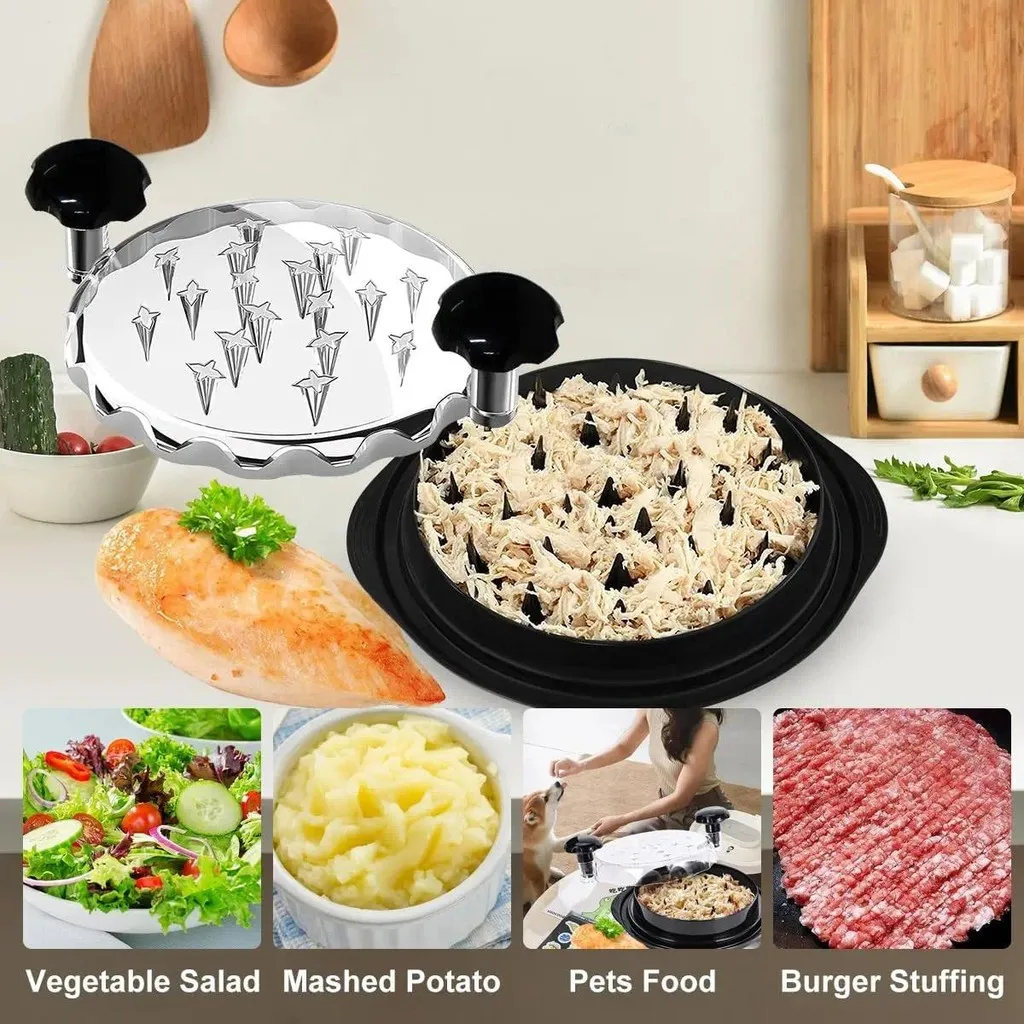 Upgraded Chicken Shredder with Transparent Cover, Large Non-Slip Blade for Meat & Vegetables, Easy to Clean Kitchen Tools