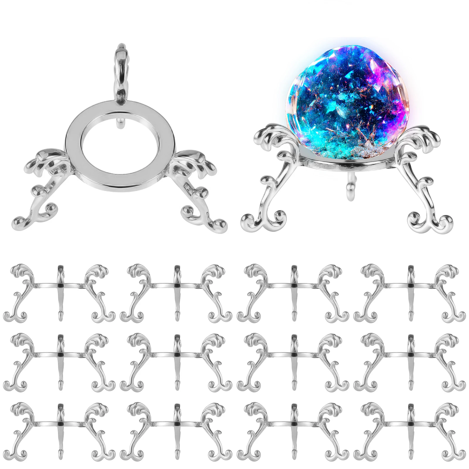 

15Pcs Crystal Ball Base Zinc Alloy Figurine Crystal Glass Display Stand Handicraft Sphere Support for Wedding Party Decoration