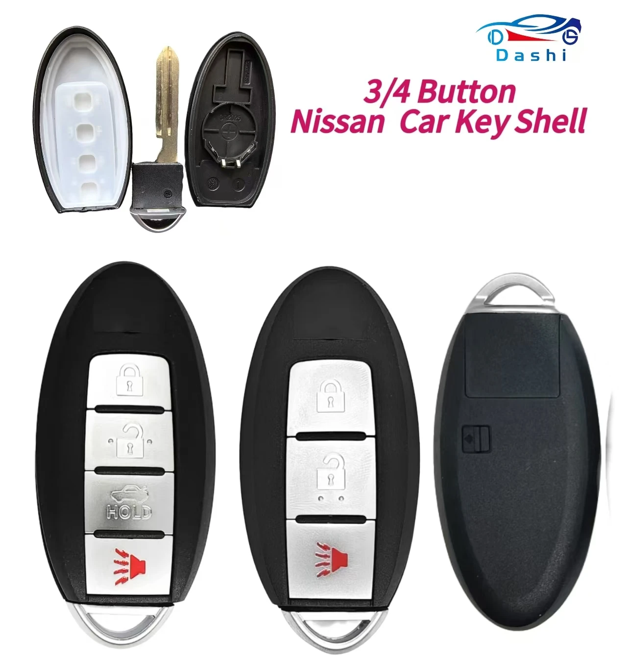 

da shi 3/4 Button For Nissan Sunny ALTIMA MAXIMA Murano Versa Teana Sentra Infiniti G35 G37 Fob Remote Key Car Shell Case logo