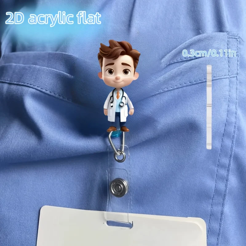 قطعة واحدة من بكرة شارة قابلة للسحب بتصميم ممرضة - حامل معرف أكريليك متين للممرضات وعمال المكاتب والطلاب #4