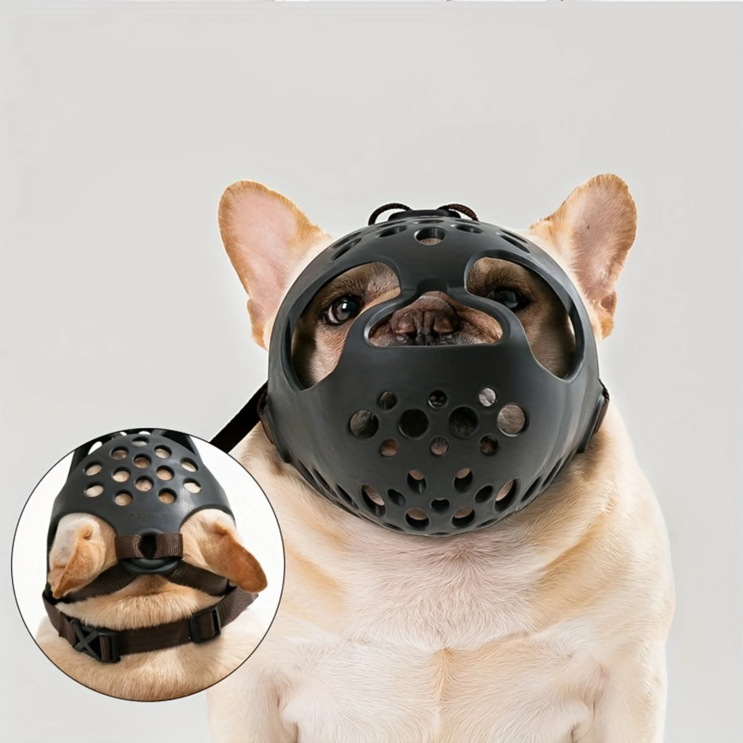 Muzzle, Soft Rubber Basket Mask for Short Snout Dogs, Breathable Barking and Biting Prevention Muzzle for French Bulldogs, Pugs