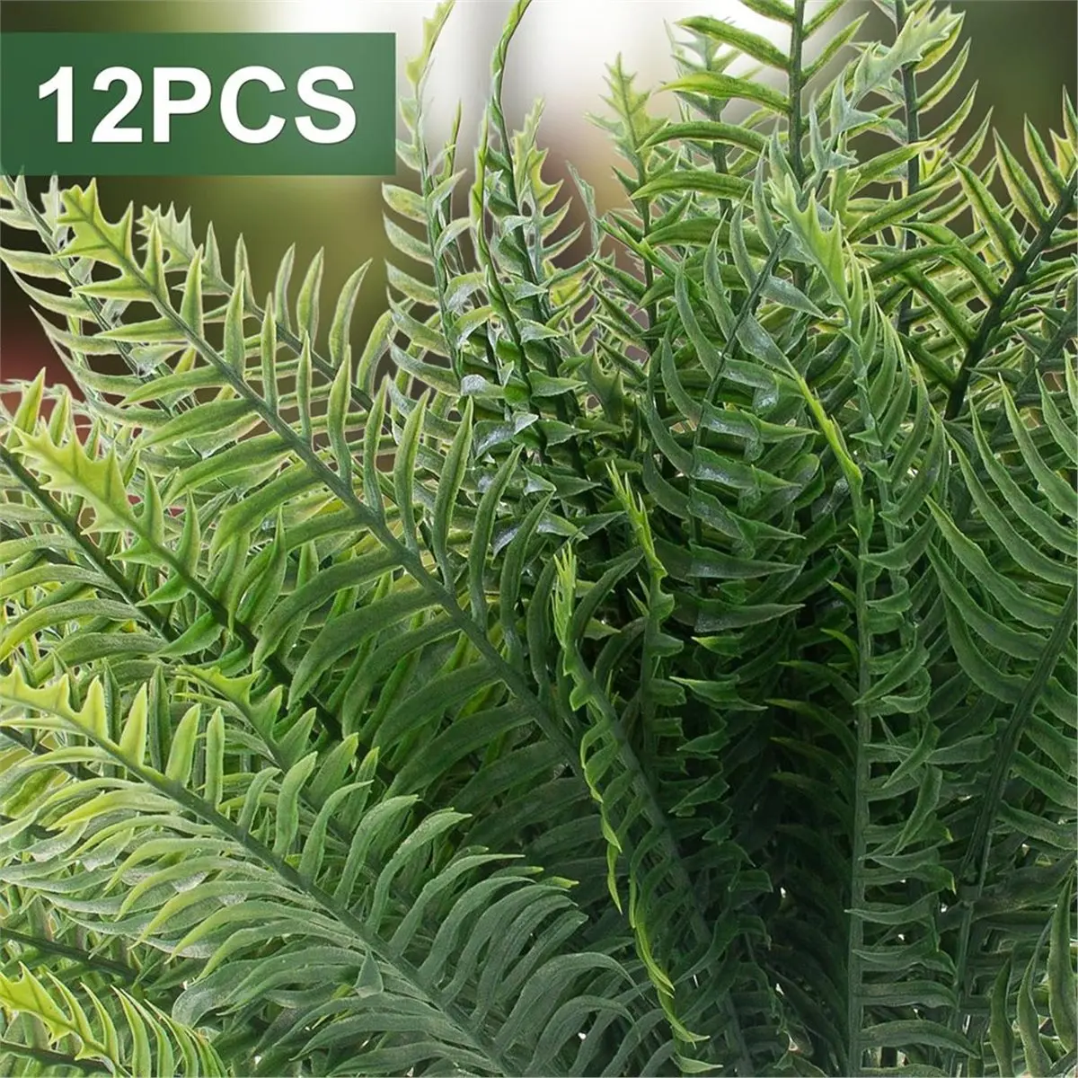 12 Pcs Uvioresistant Faux Ferns for Outdoor and Indoor Decor, Artificial Greenery for Garden, Porch & Patio (Green)