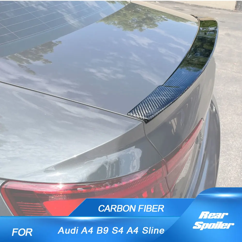 

Carbon Fiber Car Rear Trunk Spoiler for Audi A4 B9 S4 A4 Sline Sedan 2017-2022 Rear Boot Lid Highkick Wing Lip