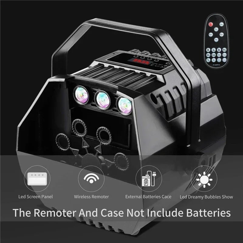 RGB Colorful 3 LED Bubble Machine Bubbles Maker Blower with Remote Control for Wedding Party Festivals Stage Effect Lights