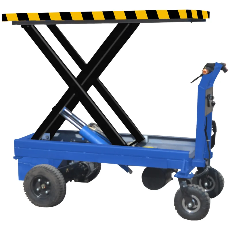 

YCMG High Quality Hydraulic Scissors Electric Lifting Trolley with Safety Fence for Working at Heights