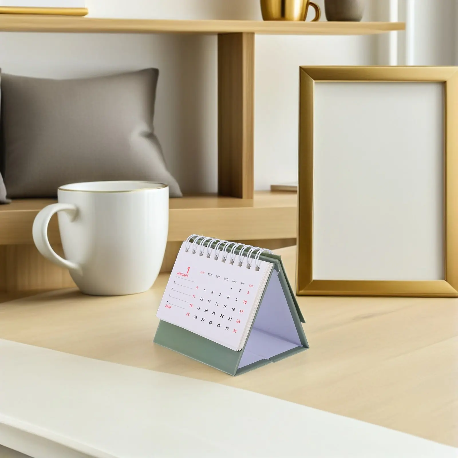 

2026 Mini Table Calendar Thick Paper No Bleed Smooth Writing Standing Flip Daily Planner Compact Modern Desk Calendar for Office