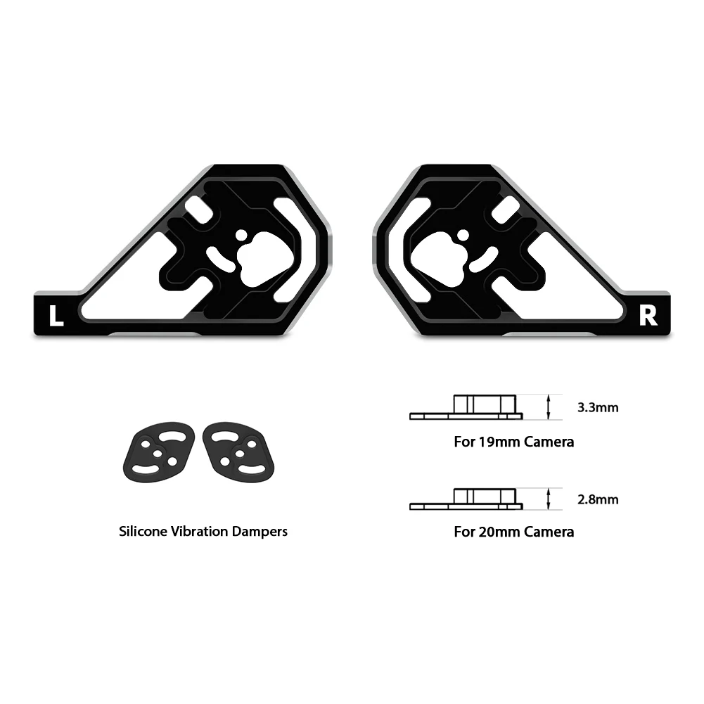 CNC Aluminum Camera Side Plate with 19mm/20mm Silicone Vibration Dampers For FlyFishRC Volador V1/V2 5/6 inch Frame