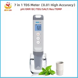 IKEME 7 in 1 TDS Meter 0.01 High Accuracy Digital dissolved oxygene meter pH/ORP/EC/TDS/SALT/Res/TEMP PPM Water Tester PH Tester